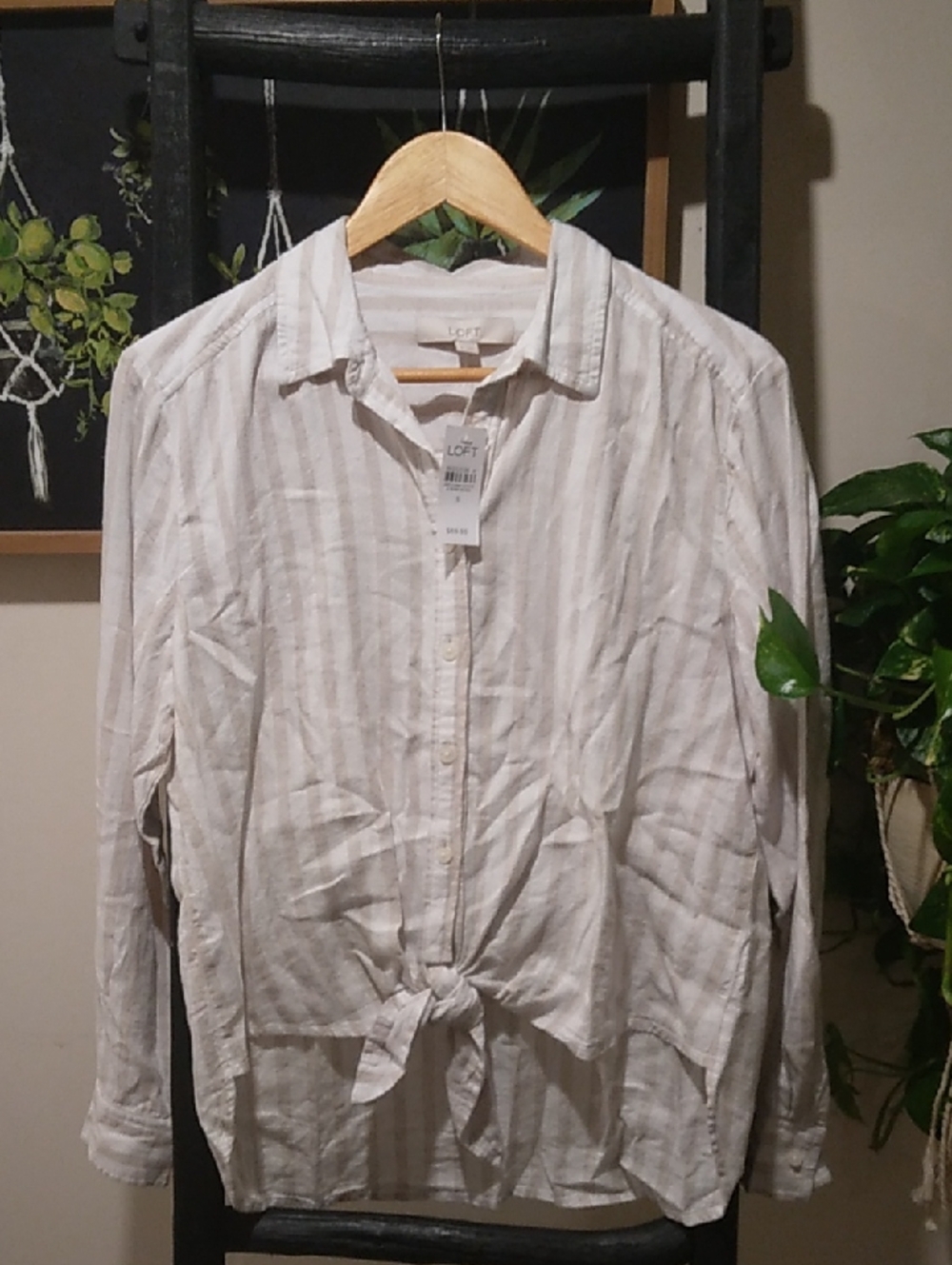 Women's Loft Button Down Striped Shirt